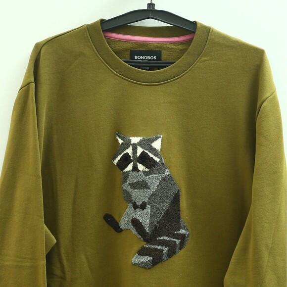 BONOBOS Critter Supersoft Fleece Crew Sweater Embroidered Long Sleeve M 283635 - Picture 2 of 6
